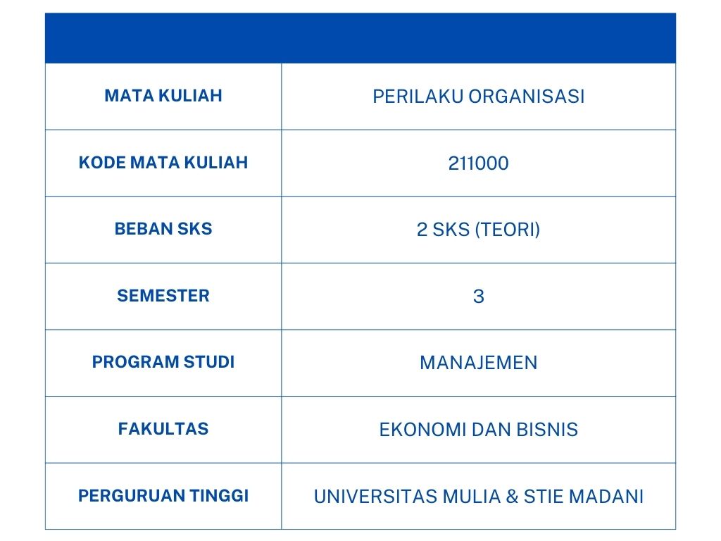 Identitas MK Perilaku Organisasi